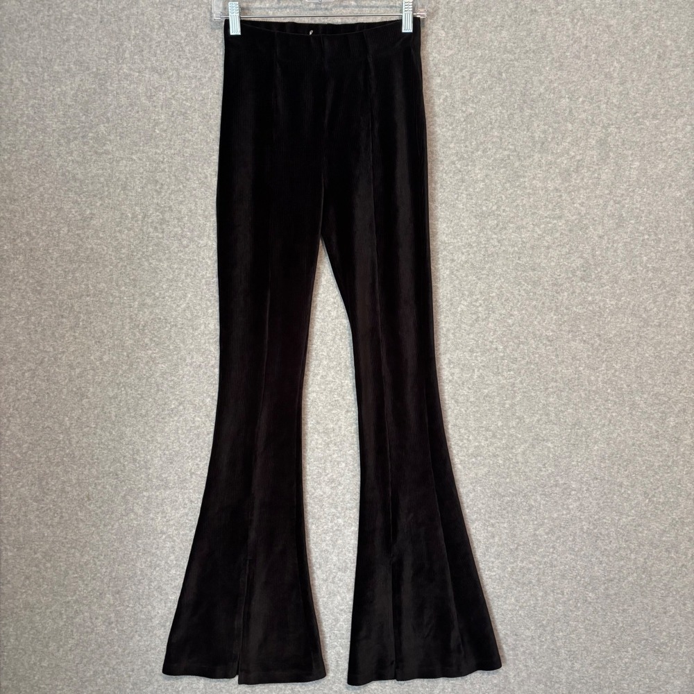 Kohl's Black Luxe Corduroy Women's XS Ribbed Stretch Pants Flare‎ Bell Bottom